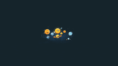 a cartoon illustration of the solar system with the sun surrounded by the planets