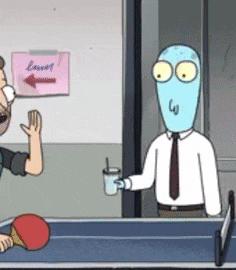 a cartoon of a man holding a cup of coffee