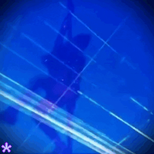 a blue background with a purple star in the upper right corner