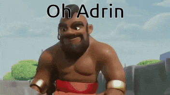 a cartoon character with a beard and the words oh adrian on the bottom