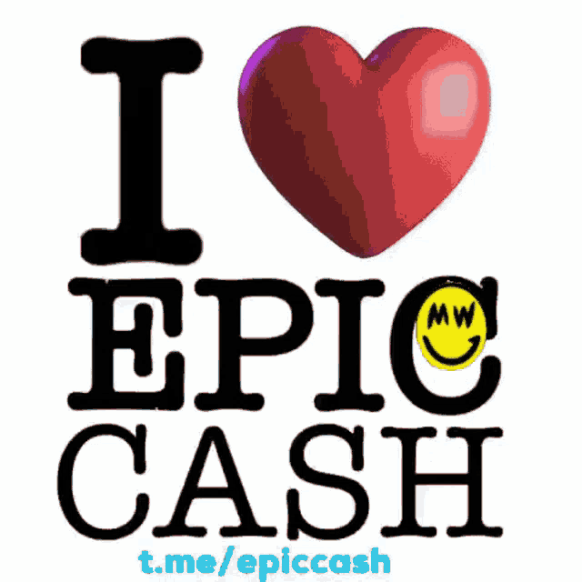 a sign that says i love epic cash with a heart