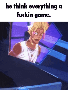 a cartoon of a man with the caption he think everything a fuckin game .