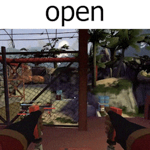 a screenshot of a video game with the word open on top