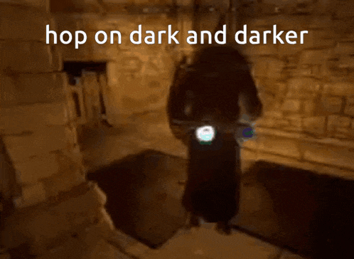 a screenshot of a video game with the words hop on dark and darker