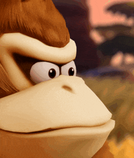 a close up of donkey kong 's face with a big nose