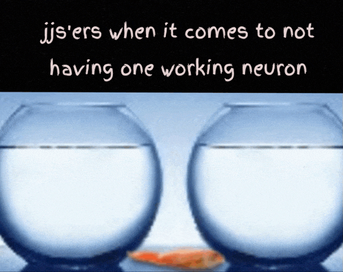 two fish bowls with the words " ijs 'ers when it comes to not having one working neuron " on the bottom