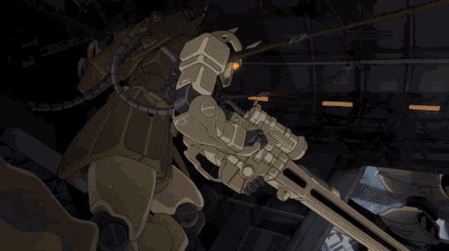a cartoon drawing of a robot 's arm with a red light coming out of it