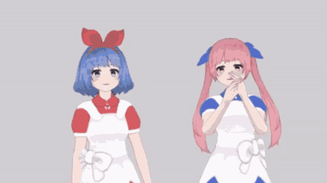a couple of anime girls standing next to each other with the words " ターンエンド " written on the bottom