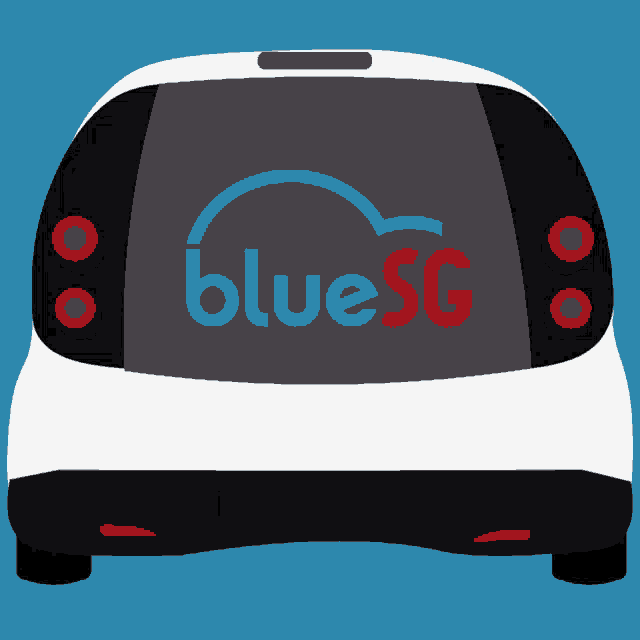 a blue sg logo is on the back window of a car