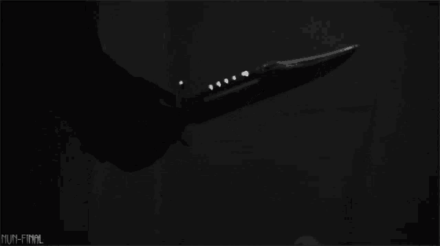 a black and white photo of a person holding a knife with num-final written on the bottom right