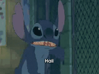 a cartoon character with a big mouth and the word haii written on it