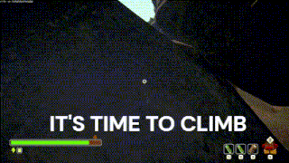 a screenshot of a video game with the words it 's time to climb