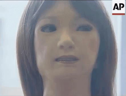 หุ่นยนต์ ขำแห้ง GIF - Robot Awkward Smile Awkward Laugh GIFs
