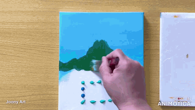 a person is painting on a canvas with the words made in animatica visible