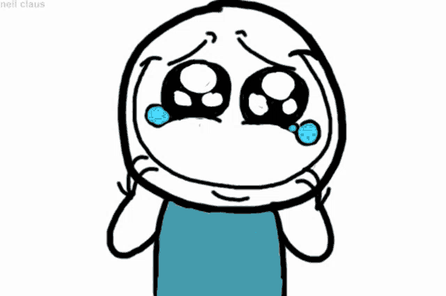a cartoon character is crying with tears coming out of his eyes ..