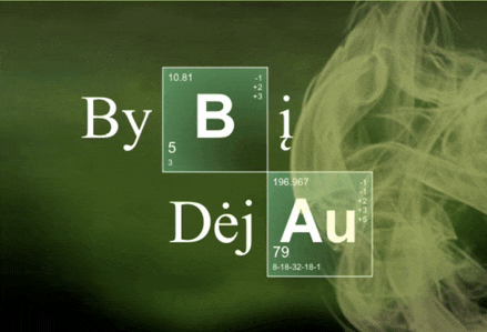 a periodic table with the letters by b and i on it