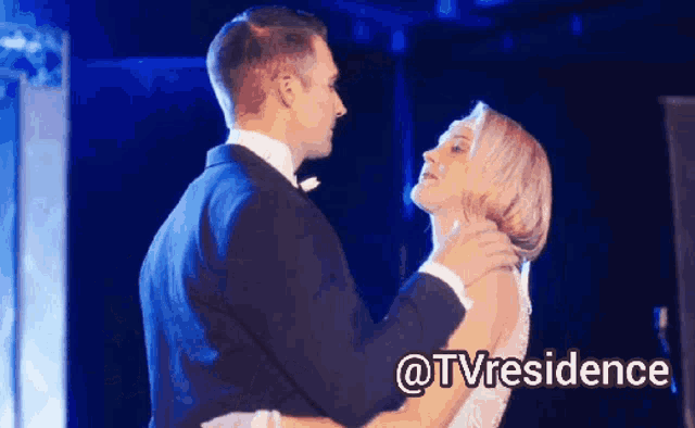 a picture of a bride and groom dancing with the words @tvresidence above them
