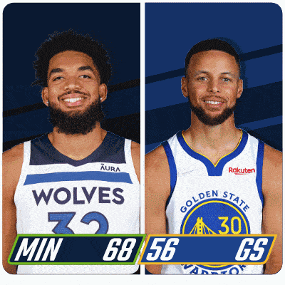 two basketball players one from the wolves and one from the golden state