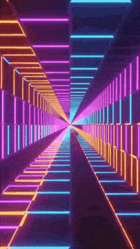 a tunnel with a lot of neon lights going through it