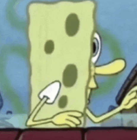 a close up of a cartoon character , spongebob squarepants , holding a piece of cheese .