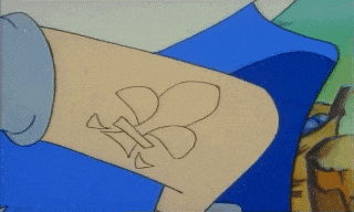 a cartoon drawing of a person 's arm with a tattoo on it