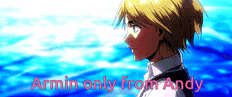 a picture of armin from attack on titan with the words armin only from andy below him