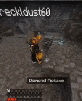 a screenshot of a video game called minecraft with a diamond pickaxe