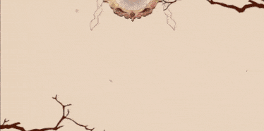 a painting of a floral pattern with a tree branch