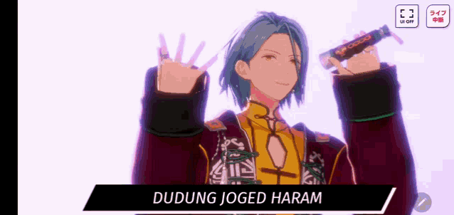 a screenshot of a video game shows a character named dudung jogged haram