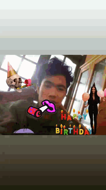 a picture of a man and a woman with the words happy birthday written on the bottom