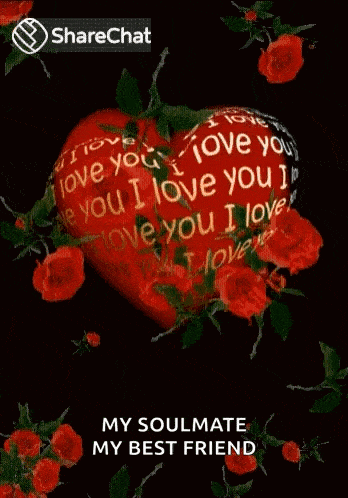 a red heart with the words `` i love you '' surrounded by red roses .