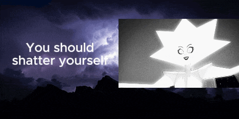 a black and white image of a white star with the words " you should shatter yourself " below it