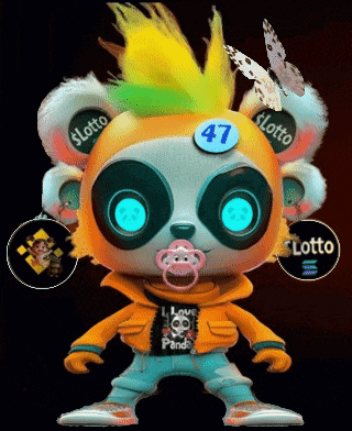 a stuffed animal with a pacifier and a number 47 on it