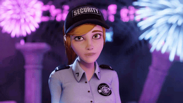 a cartoon character wearing a security hat with the number 7