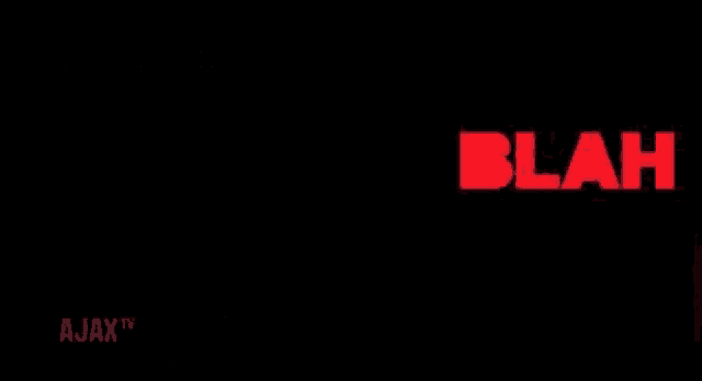 the word blah is repeated in red on a black background