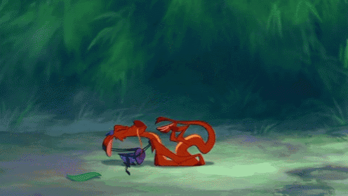 a cartoon of a dragon and a purple frog