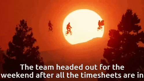 the team headed out for the weekend after all the timesheets are in