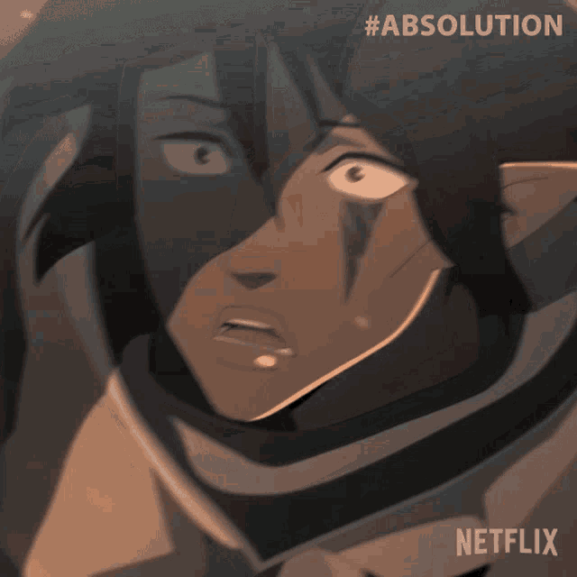 a close up of a person 's face with the hashtag absolution