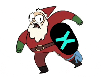 a cartoon of santa claus carrying a shield with a x on it