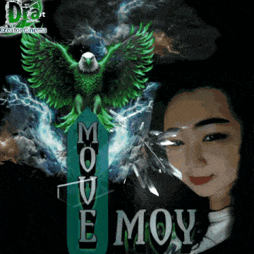 a picture of a woman with a green eagle and the words move moy on the bottom
