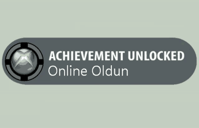 achievement unlocked online oldun is displayed on a gray background