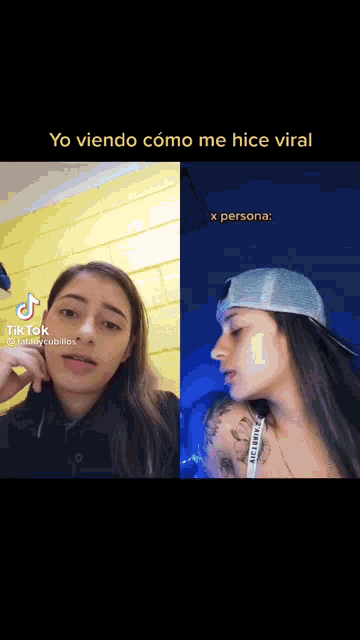 a tiktok video of a woman with a tattoo on her arm and the caption yo viendo como me hice viral