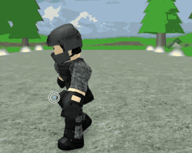 a soldier in a video game is holding a gun and walking .