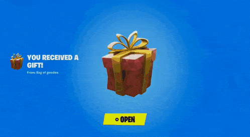 a screenshot of a game that says you received a gift from bag of goodies