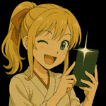 a girl with blonde hair is holding a cell phone