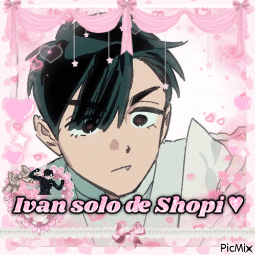 a picture of ivan solo de shopi with hearts and bows