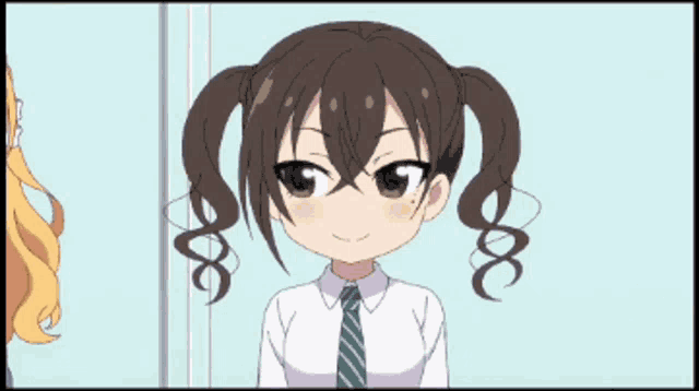 a cartoon girl with pigtails and a tie
