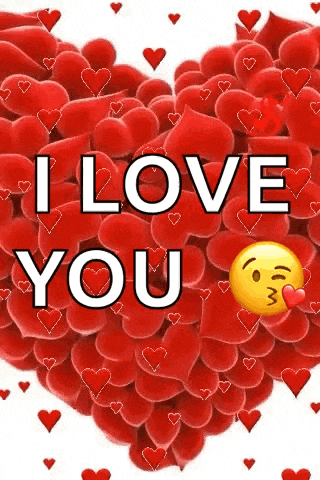a heart made of red hearts with the words `` i love you '' and a kissing emoji .