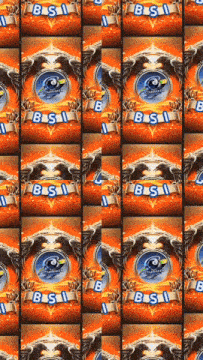 a repeating pattern of bls ii logos on orange background