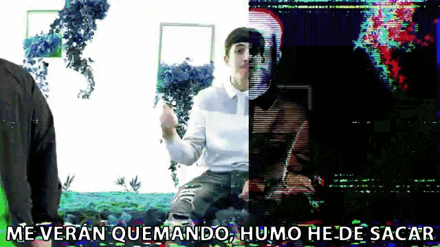 a blurry picture of a man with the words me veran quemando